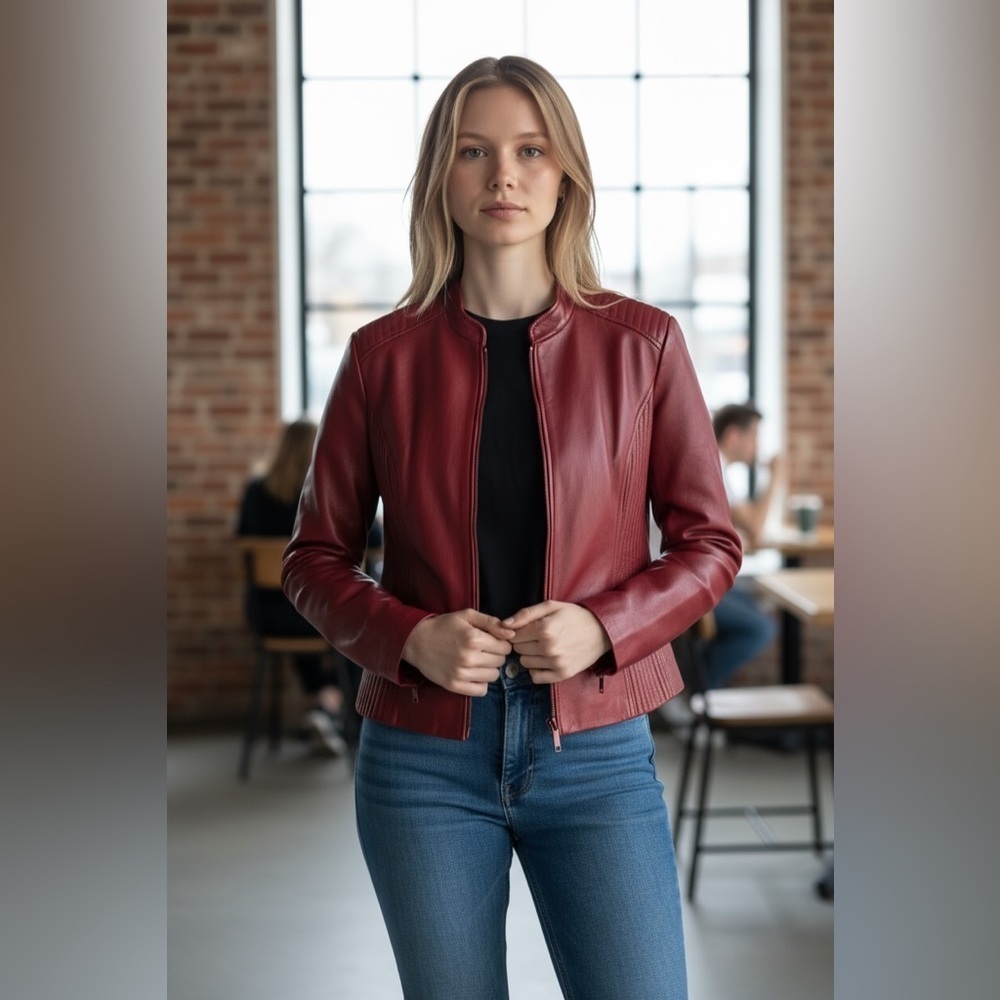 Artifacts - Cherry Leather Jacket - Chic - Elevated - Date Night - Size XS